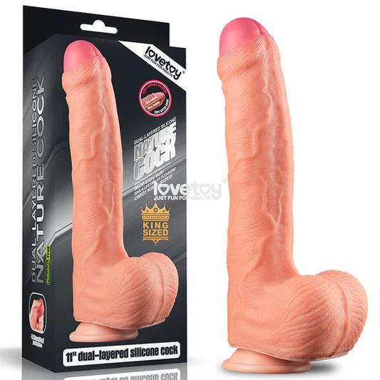 Dildo Realista de Silicona 28 cm con Doble Capa y Ventosa – Ultra Flexible y Texturizado