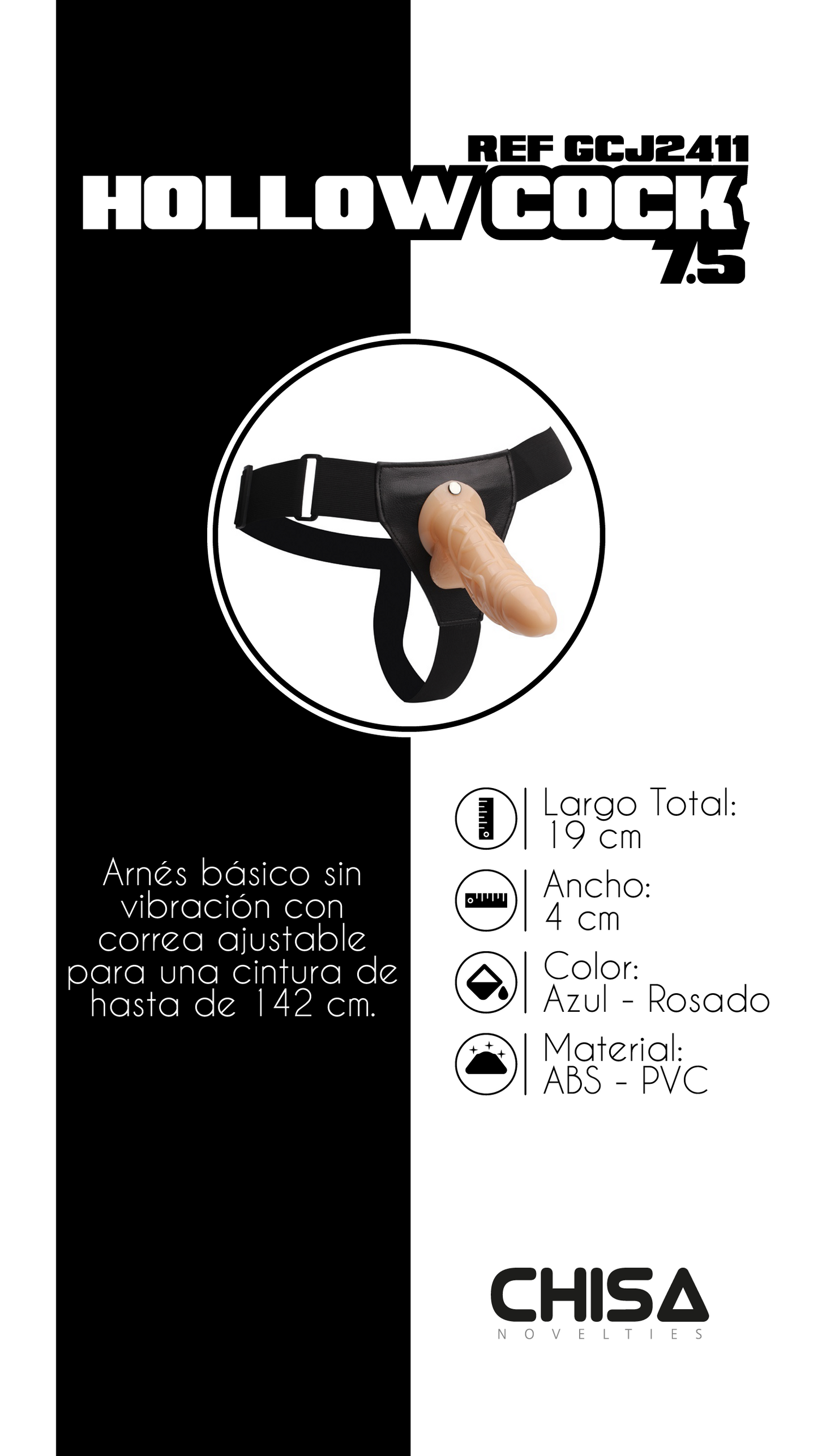 🔥 Arnés Hollow Cock 7.5 con Dildo Realista – 19 cm de Placer y Control Total