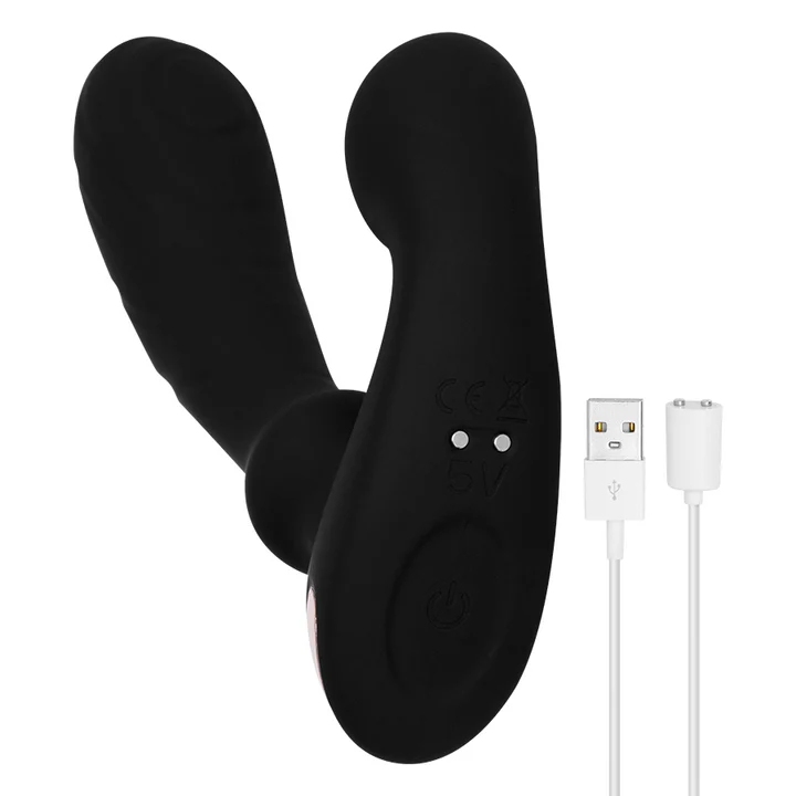 Masajeador prostático recargable USB con cable incluido.