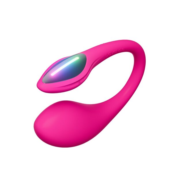 Diseño del Lovense Lush Mini con detalles destacados como diámetro de 31 mm, vibraciones potentes, control por app, bajo nivel de ruido y carga rápida.