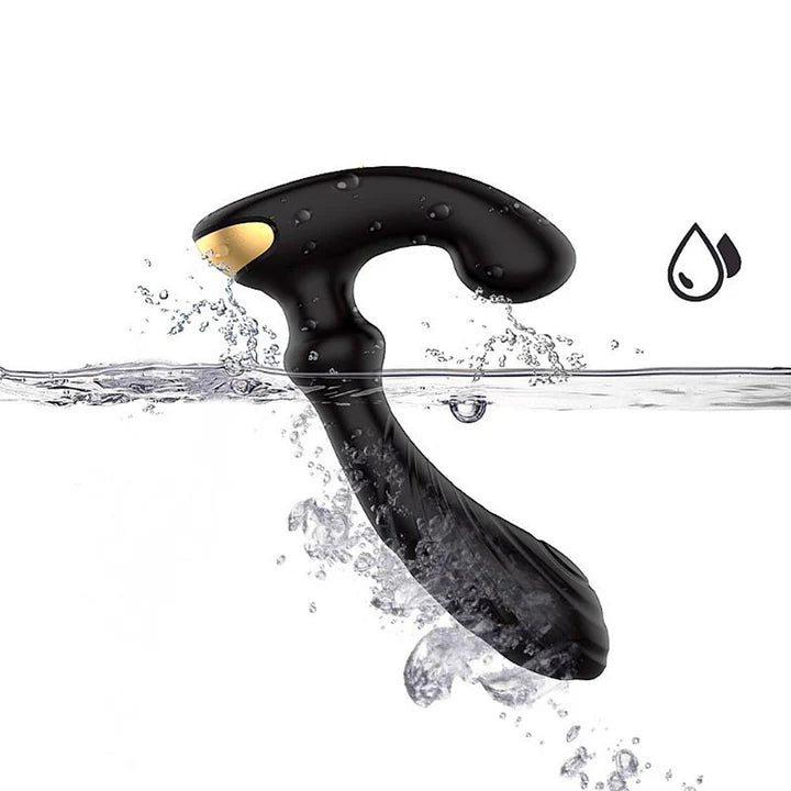 Masajeador resistente al agua sumergido en líquido, ideal para uso en la ducha.