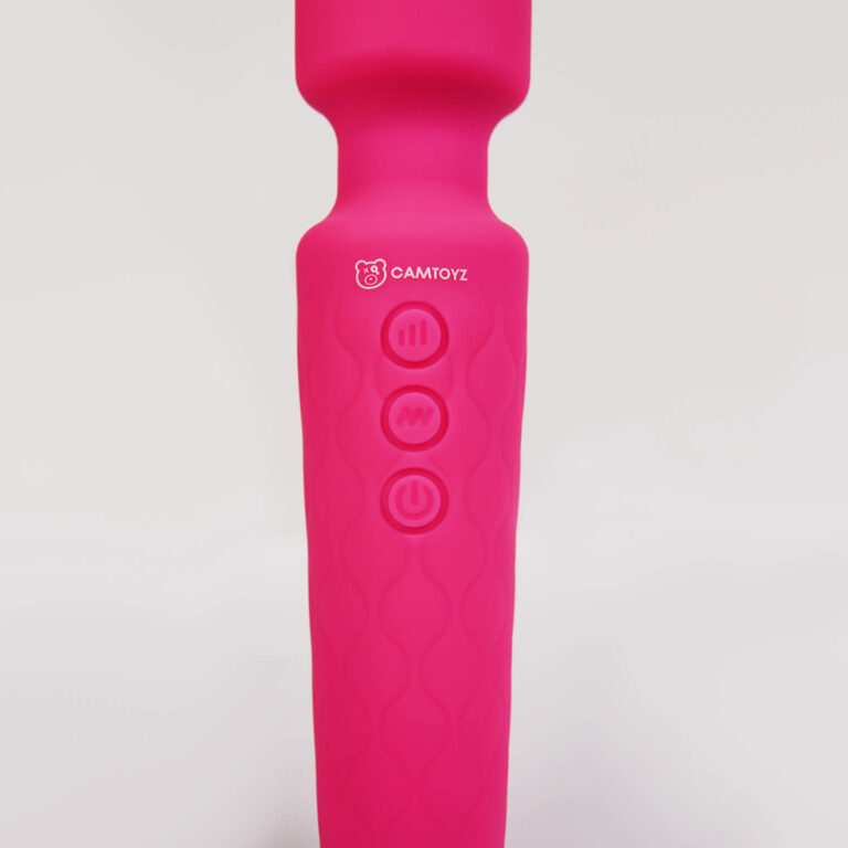 Detalle de los botones del Vibrador Tipo Hitachi Noah Majestic color rosa.
