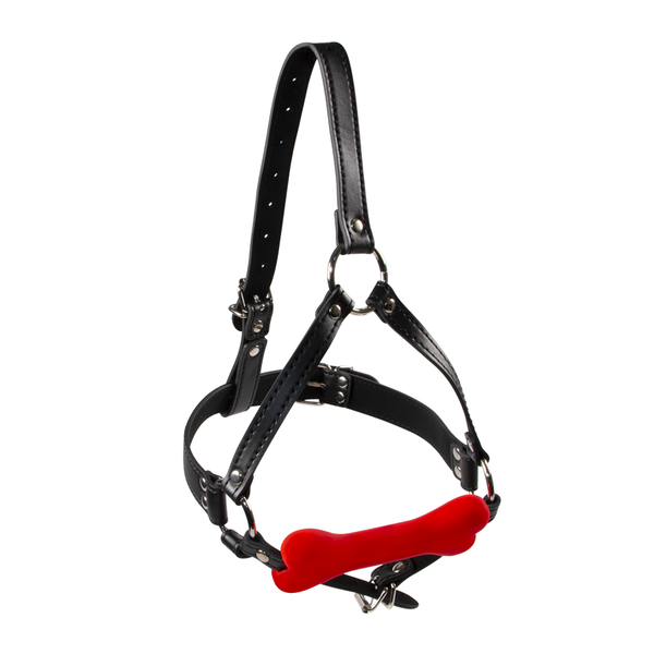 mordaza de cuero con correas ajustables