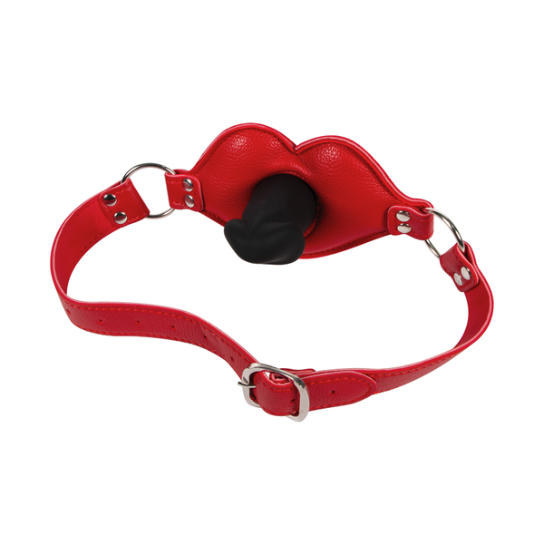mordaza color rojo de cuero para juegos bondage