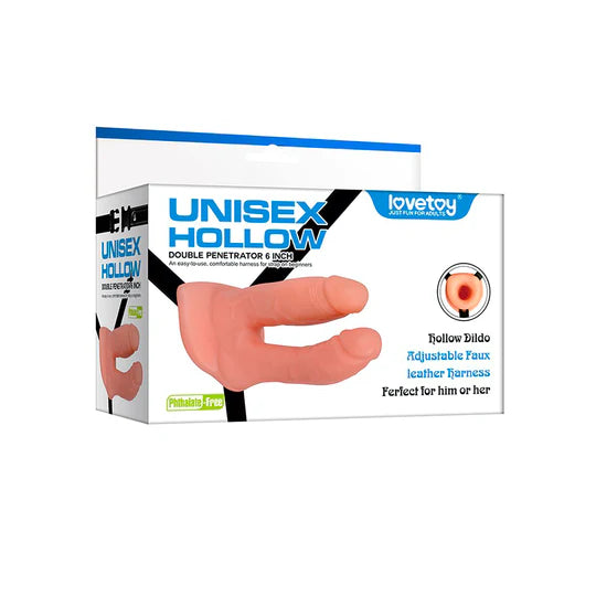 Arnés Ajustable Dildo Doble Penetración Unisex Hueco de 17 cm