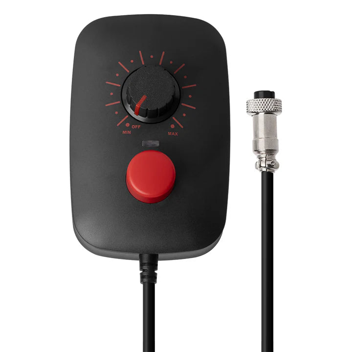 Control remoto con perilla de velocidad para mini máquina sexual Lovense, conexión por cable y botón de encendido rápido.