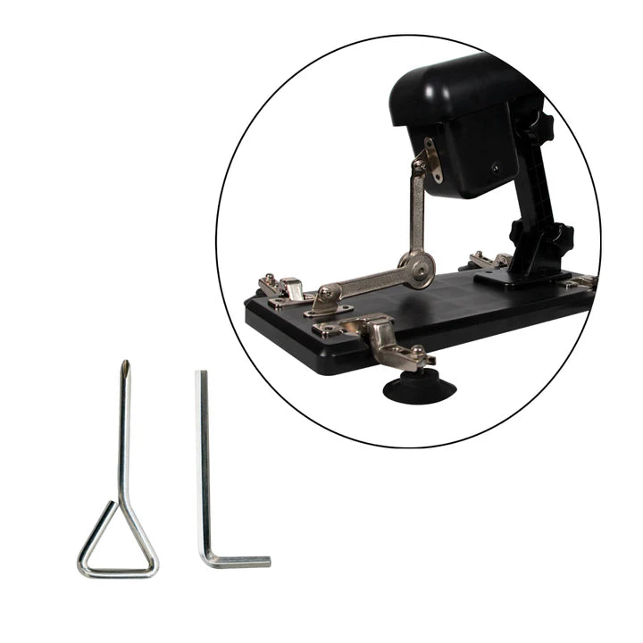 Detalle de máquina sexual Droideka con piezas metálicas de ajuste y herramientas incluidas.