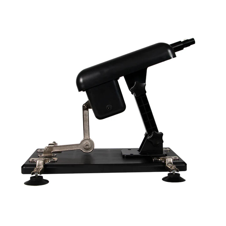 Máquina sexual Droideka color negro, base resistente con ventosas y estructura ajustable.