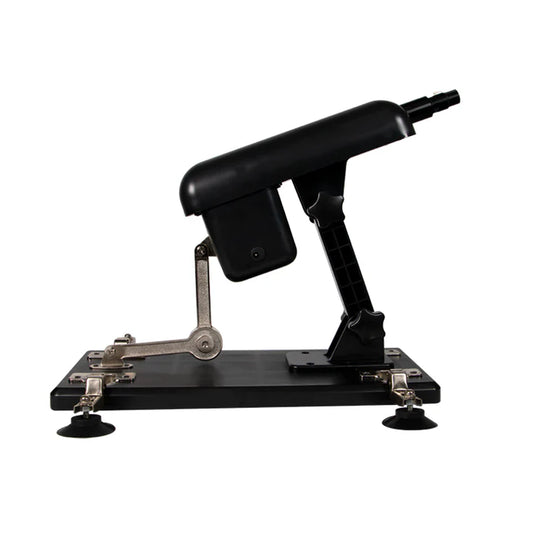 Máquina sexual Droideka color negro, base resistente con ventosas y estructura ajustable.