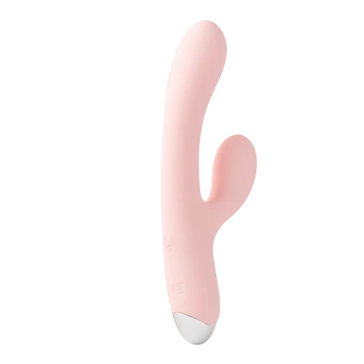 Perfil completo del vibrador Clit BFF, en silicona médica color rosado, ideal para placer dual.