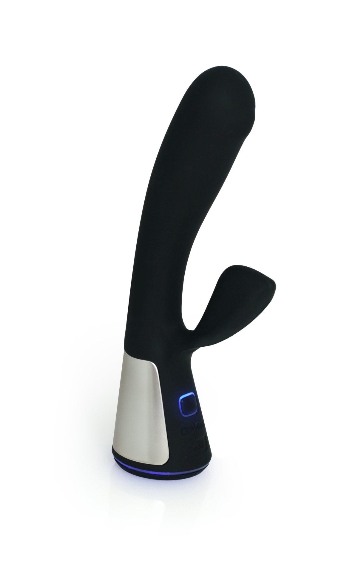 Vibrador para mujer con doble motor Ohmibod Fuse en silicona segura para el cuerpo, 18 cm de largo total.