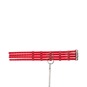 collar de cuero color rojo