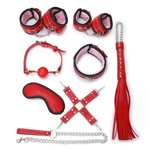 kit bondage de cuero color rojo