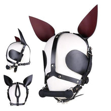 Cargar imagen en el visor de la galería, mascara sado de cuero para juegos bdsm